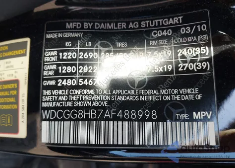 2010 Mercedes-Benz Glk 350 4Matic z USA, uszkodzony, nr VIN WDCGG8HB7AF488998